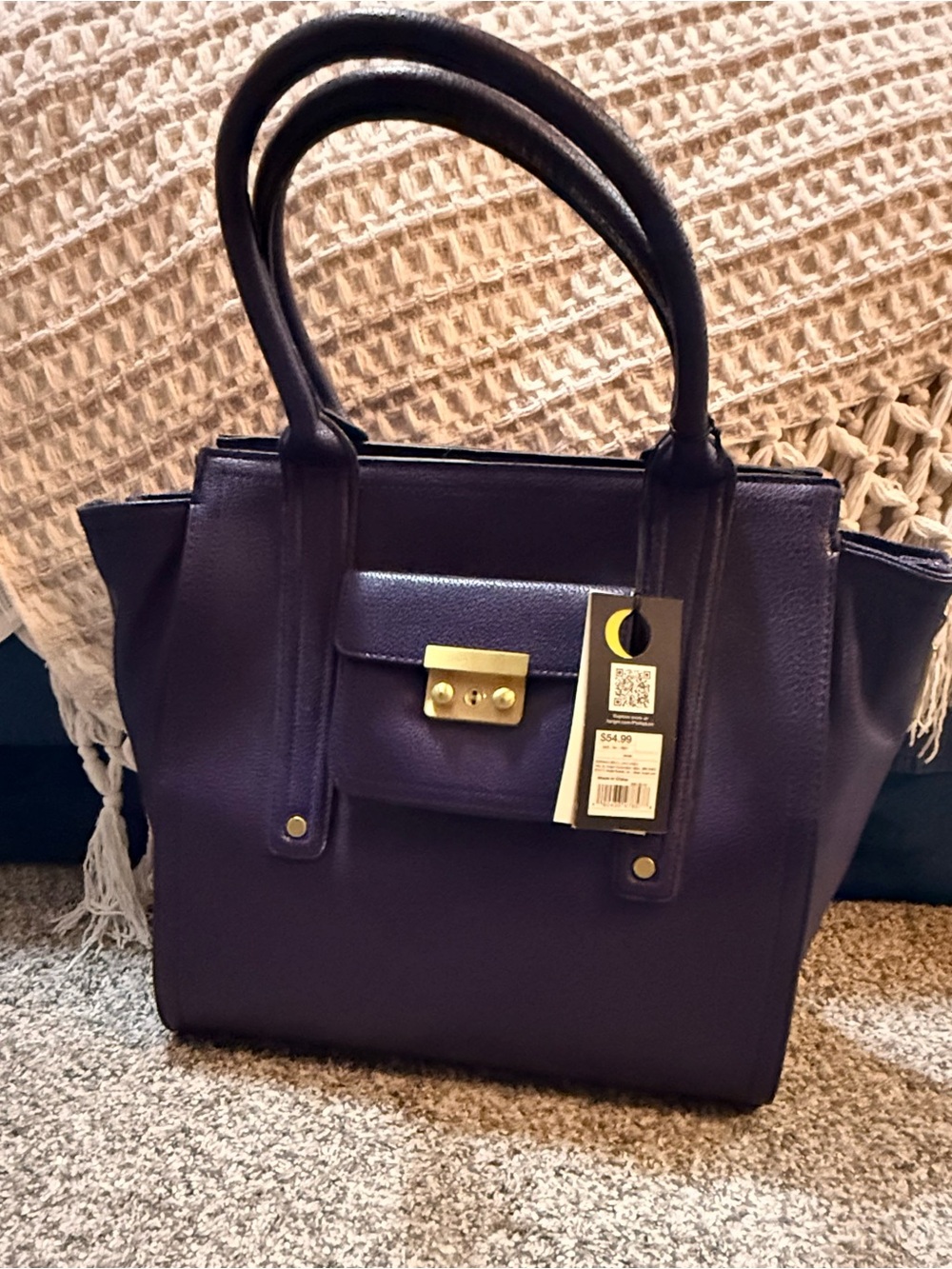 3.1 Phillip Lim for Target Purple Pebbled Leather Satchel with Gold Hardware